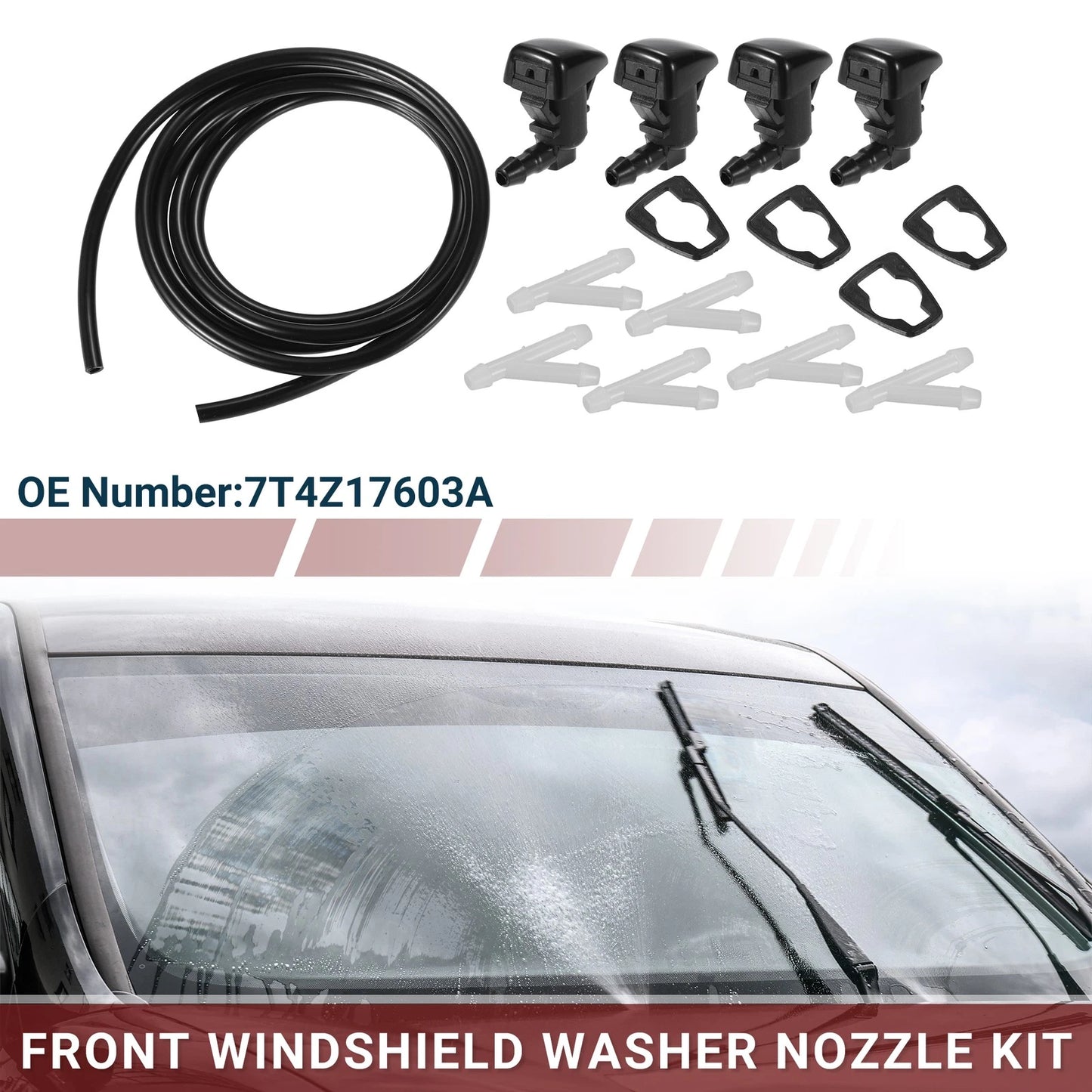 Windshield Washer Nozzle Set for Ford Edge (2015-2023) with Hose & Connectors