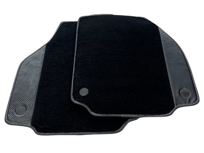 Floor Mats Set for Ferrari 458 Spider Black Carbon Leather (2010-2015)