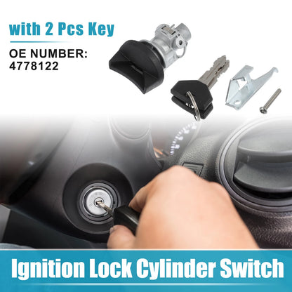 Ignition Lock Cylinder Switch for Chrysler Daytona Silver Tone Black