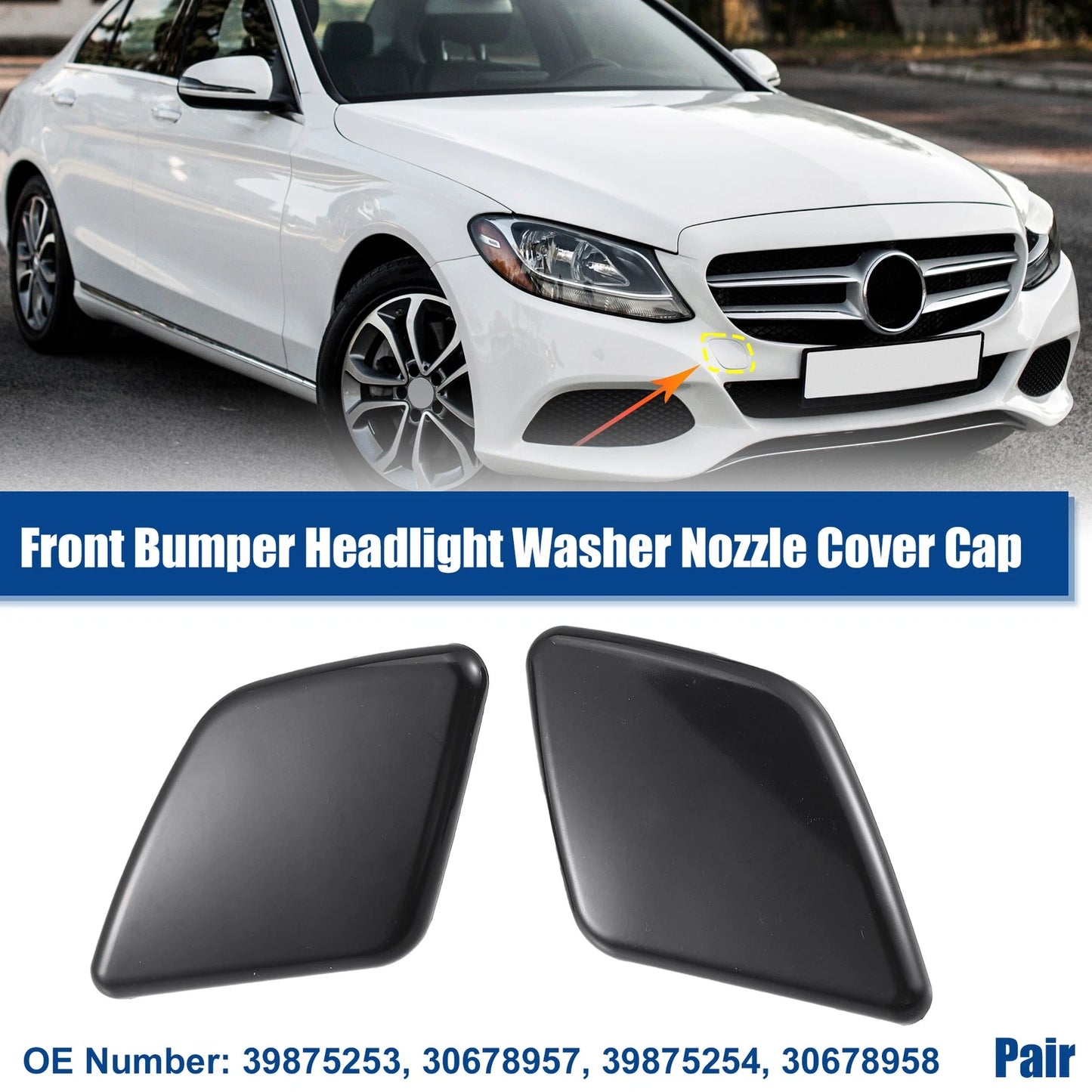 Front Left Right Bumper Headlight Washer Nozzle Covers for Volvo XC90 (2003-2015)