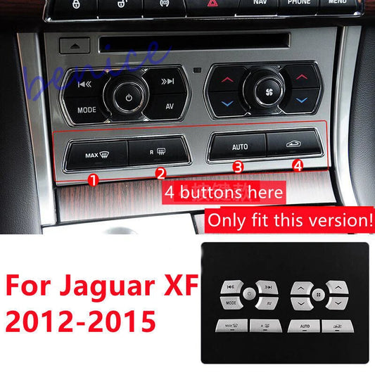 14X Silver Air Conditioning Button Sticker Trim for Jaguar XF (2012–2015)