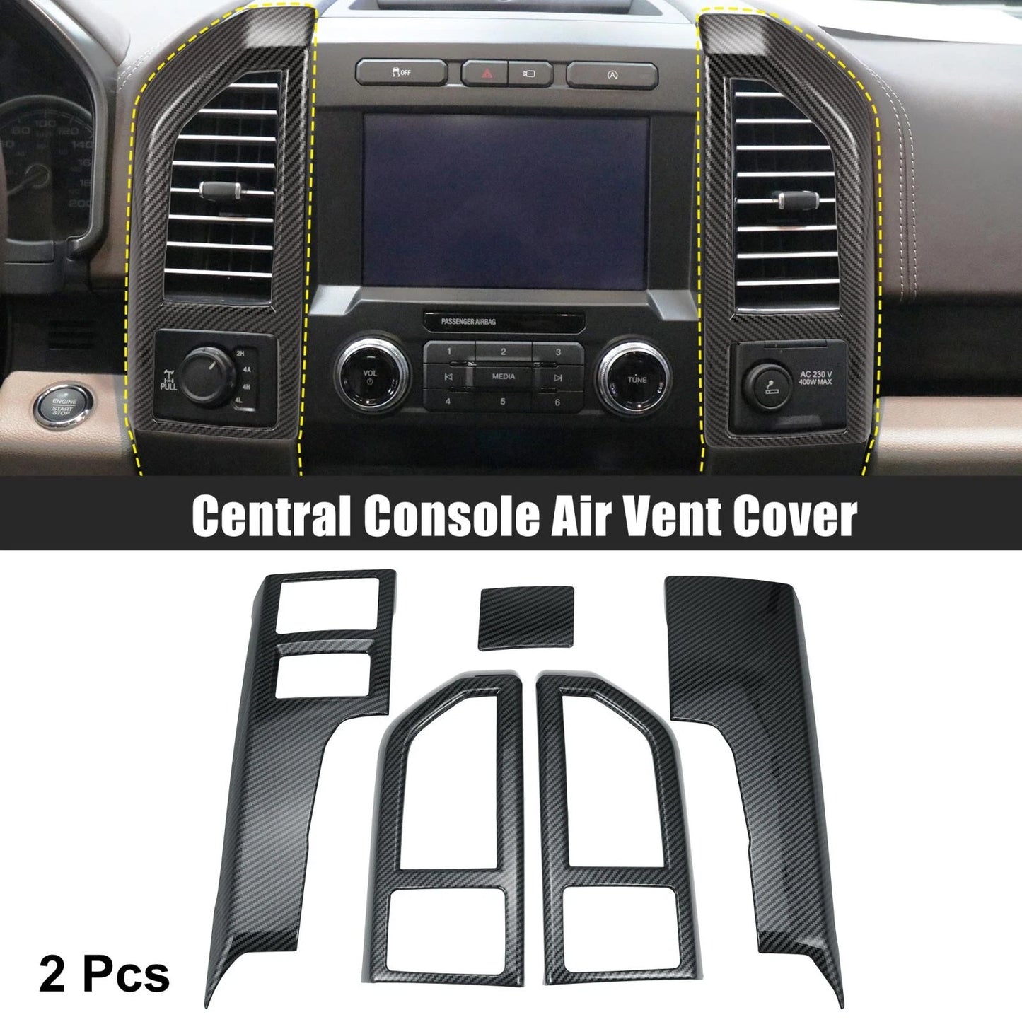 Carbon Fiber Central Console Air Vent Covers for Ford F-150 (2015-2019)