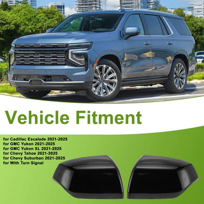 1 Pair Mirror Cover Cap Gloss Black for Cadillac Escalade (2021-2025)