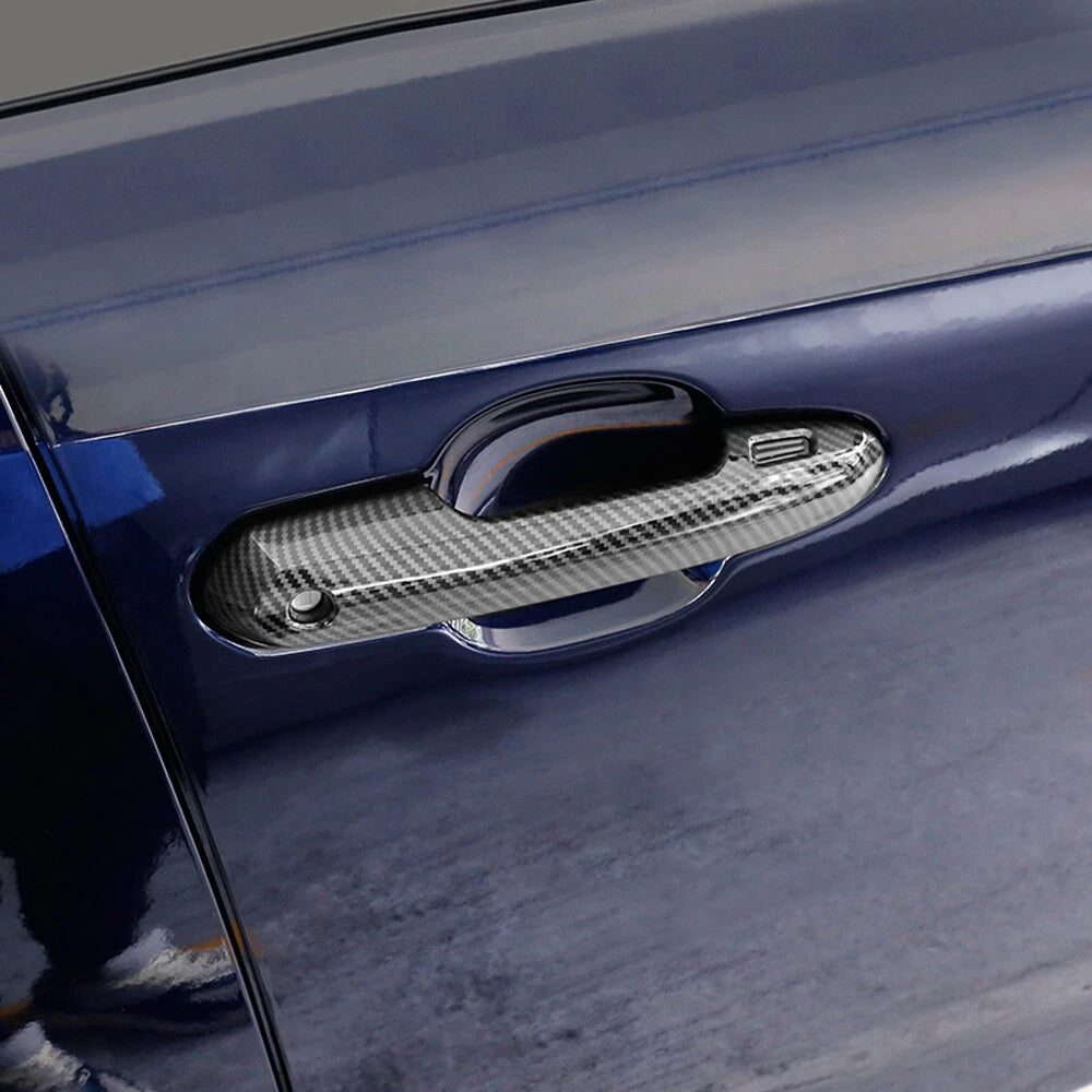 Carbon Fiber Side Door Handle Decor Cover Trim for Toyota Highlander (2020-2023)
