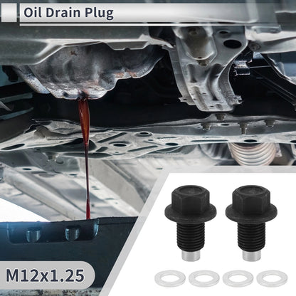 1 Set M12x1.25 1.22in Height Engine Oil Drain Plug W/Gasket for Car Motorcycle