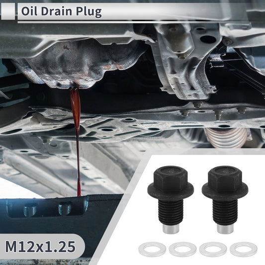 1 Set M12x1.25 1.22in Height Engine Oil Drain Plug W/Gasket for Car Motorcycle