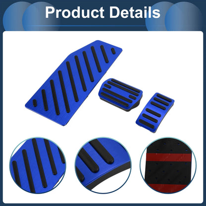 3 x Automatic Foot Accelerator Pedal Covers for Ford Edge (2023) Blue