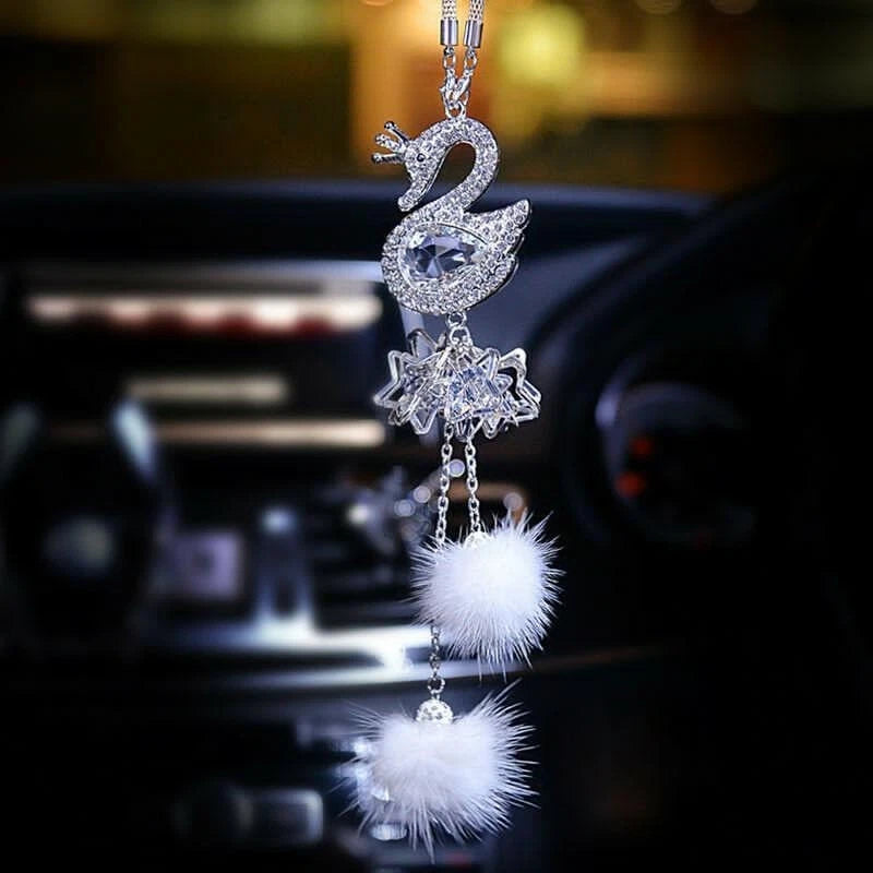 Rear View Car Pendant Rhinestone 25cm for SWAN