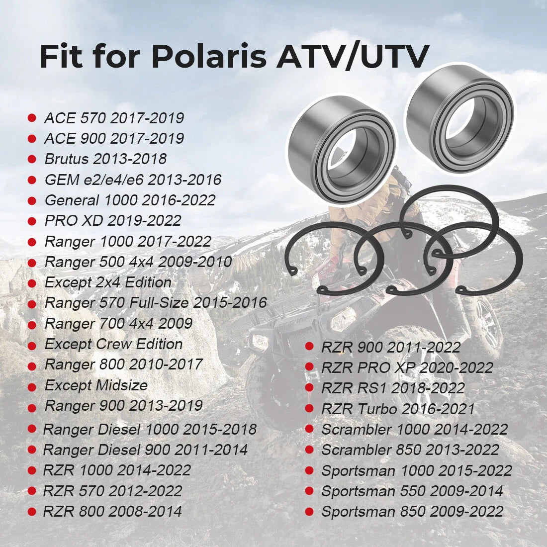 Wheel Bearings Heavy Duty for Polaris Sportsman 1000 850 550 Scrambler 1000 850
