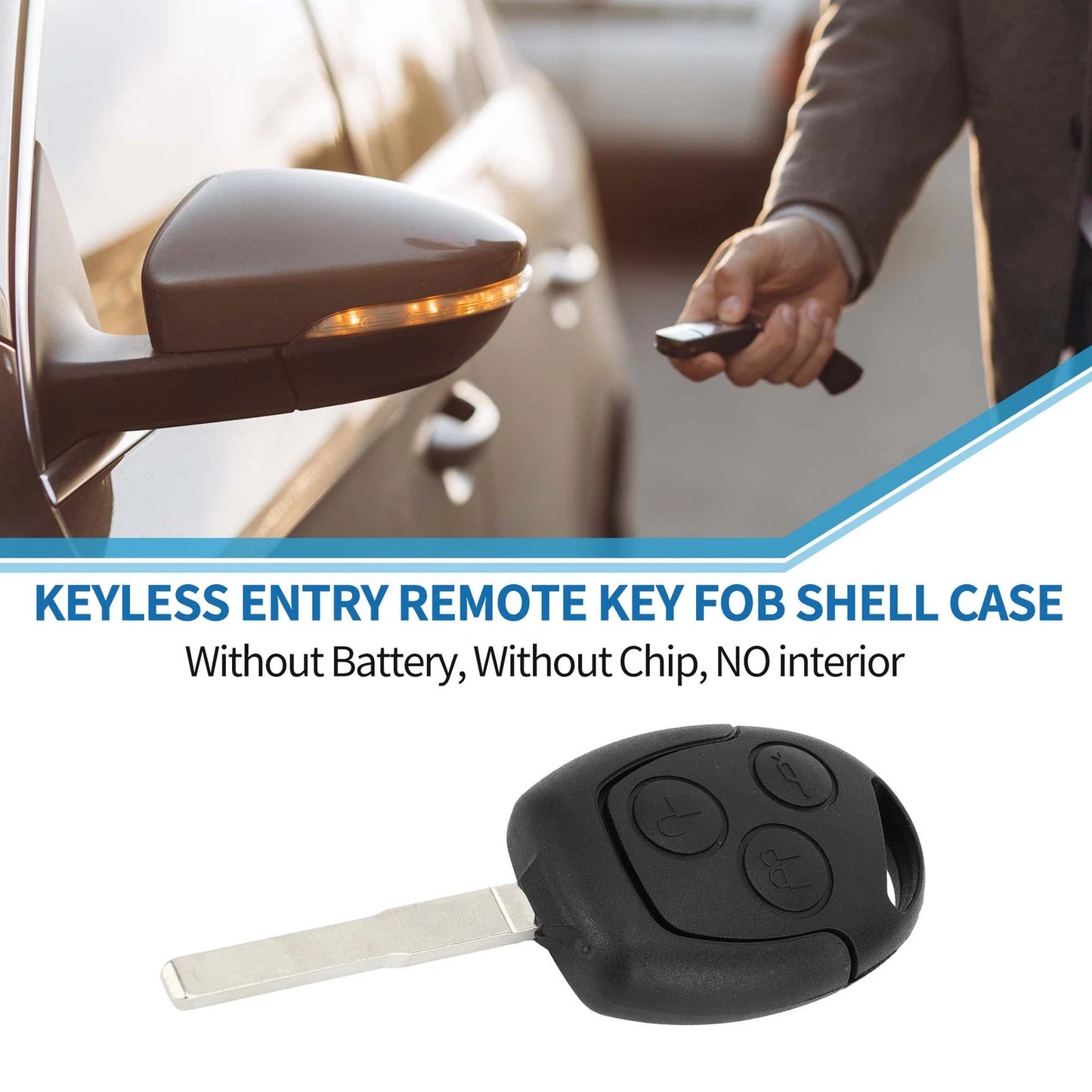 3 x Keyless Entry Remote Fob Shell Case for Ford C-Max (2004-2010)