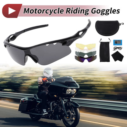 Goggles / 1 Pair / Motorcycle Dark Gray Lens Bright Black Frame Cycling Sunglasses for Motorcycle