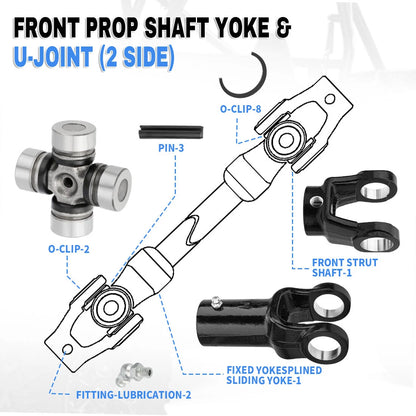 Front Prop Shaft Yoke & U-Joint 2 x Side for Polaris Ranger 700 800 900
