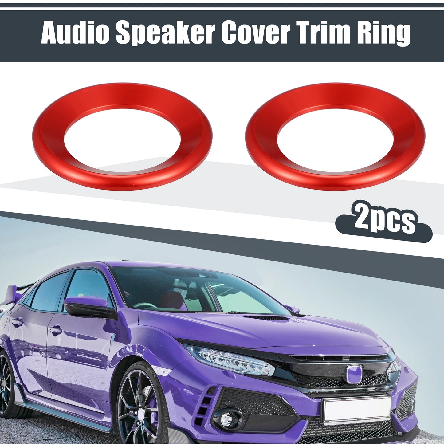 2 x Red Door Audio Speaker Ring Covers for Honda Civic (2016-2021)
