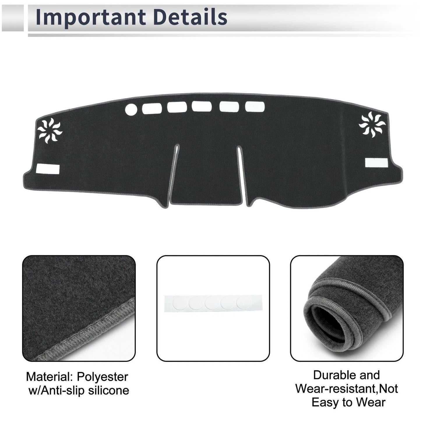 Dashboard Cover Mat for Toyota RAV4 XA50 2020-2024 Sun Protector Gray