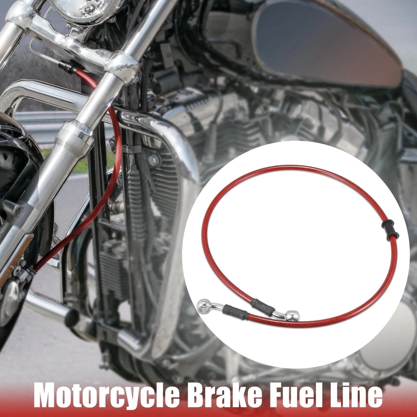 Braided Brake Hoses / 80cm 31.5in 10mm / Red for Motorcycle ATV
