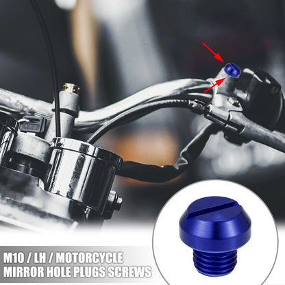 2 x Mirror Hole Plugs Screws Caps Negative Blue for Universal M10 Motorcycle