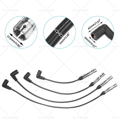 4 x 7mm Ignition Spark Plug Wires for VW Beetle Golf Jetta (1998-2015)
