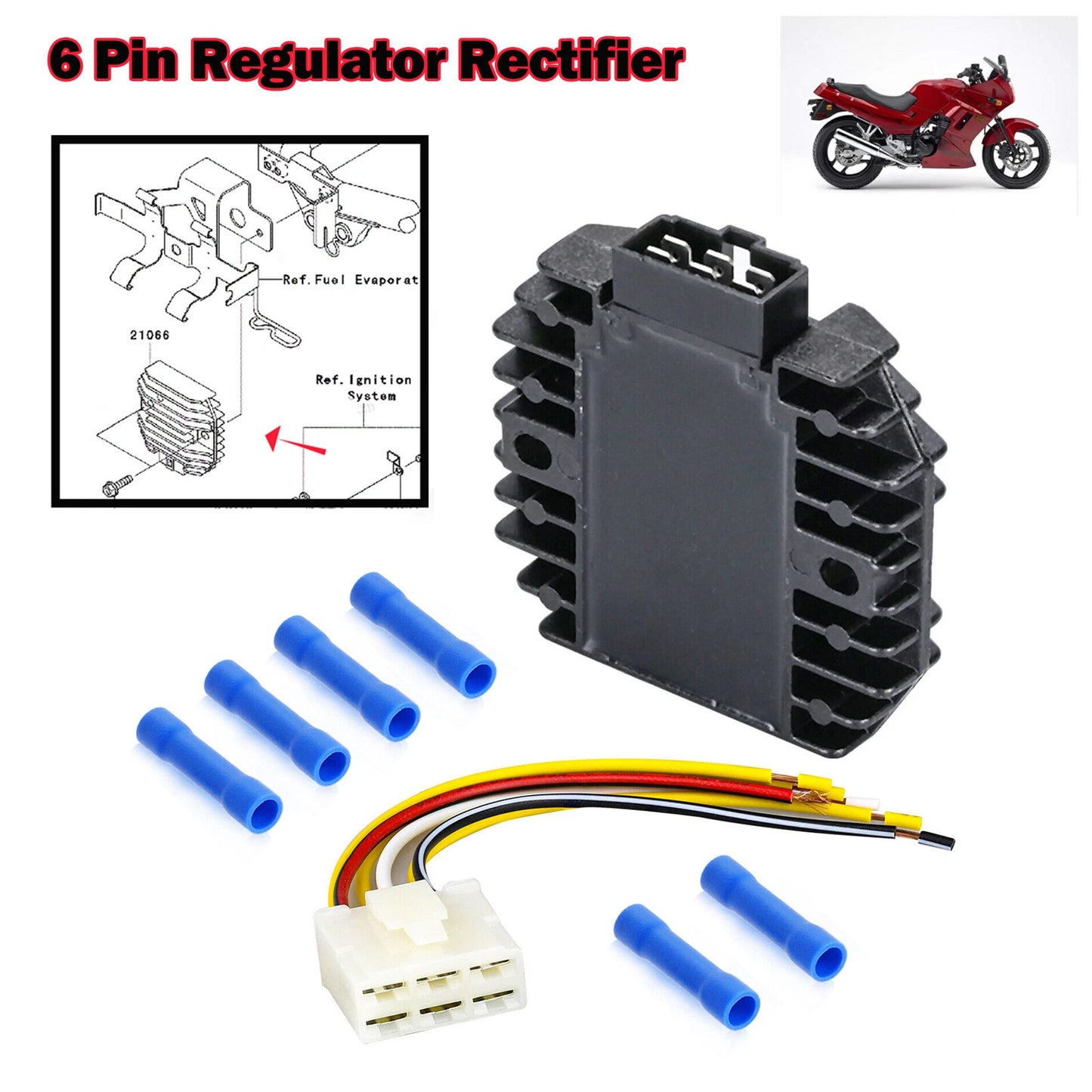 Regulator Rectifier & Plug for Kawasaki EX250 Ninja 250R (2008–2012)