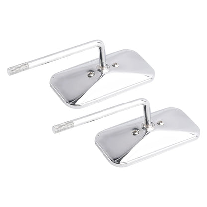 Motorcycle Mirror w/ Clamp Chrome Rectangle for Cafe Racer Chopper (2000-2023)