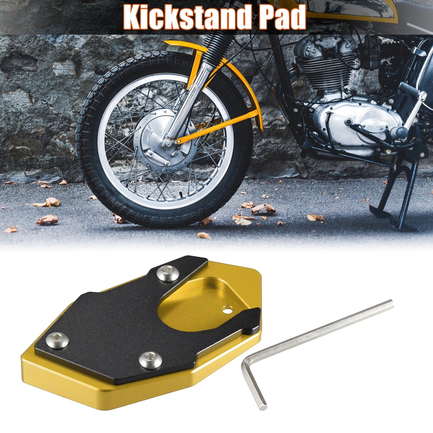 Motorcycle Kickstand Pad for Honda CB250R (2013-2019) - Gold Tone
