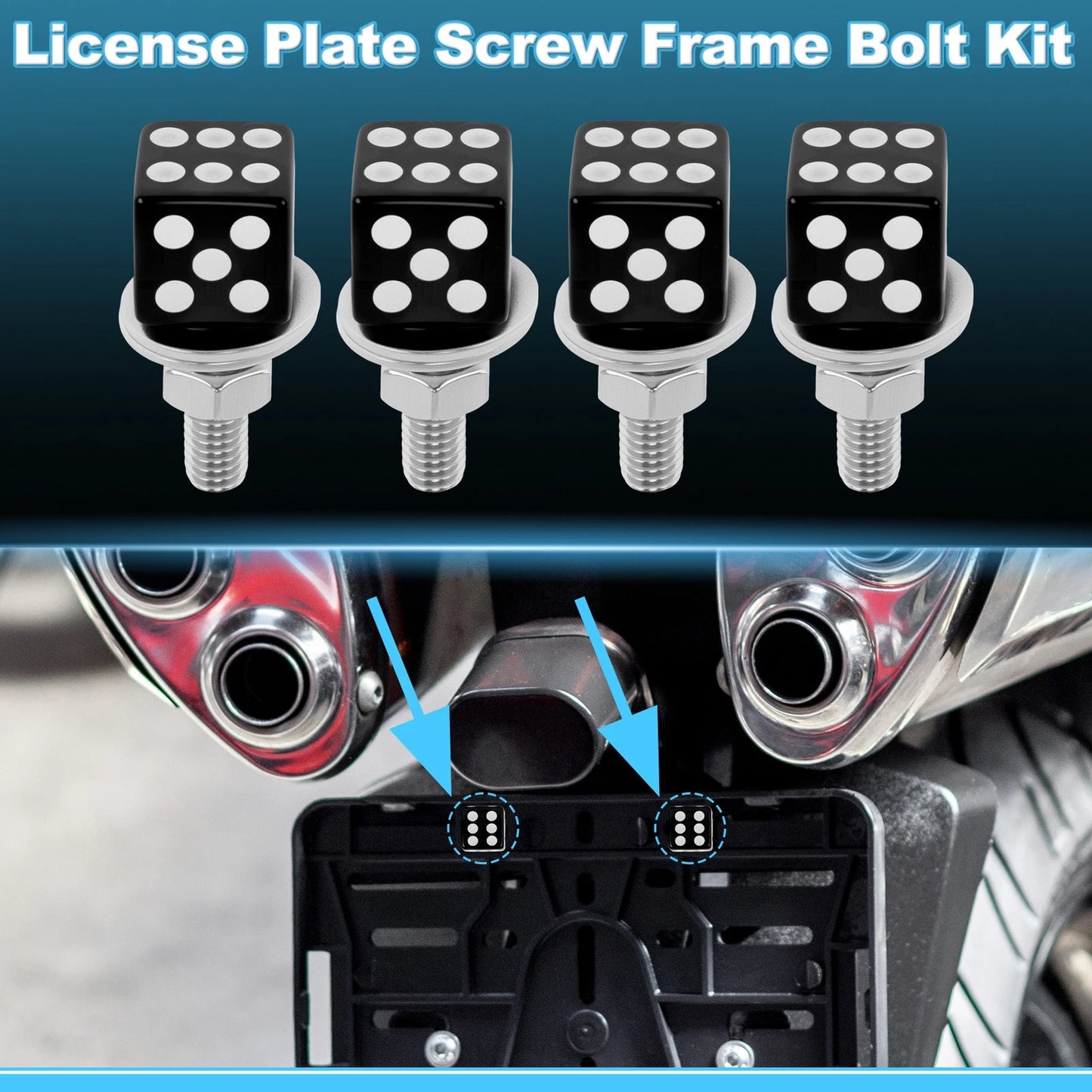 License Plate Screws Cover 3.45 cm Black 4 pcs for Universal Motorcycle