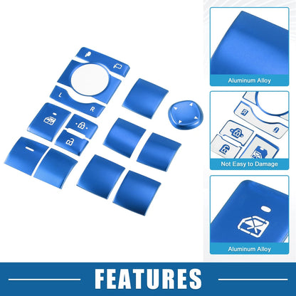 14 x Window Switch Button Cover Trim for Toyota RAV4 (2019-2022) Aluminum Blue