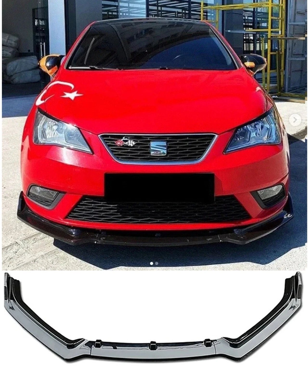 Front Bumper Lip Splitter Spoiler for Seat Ibiza Mk4 (2008-2017) 3 Pcs