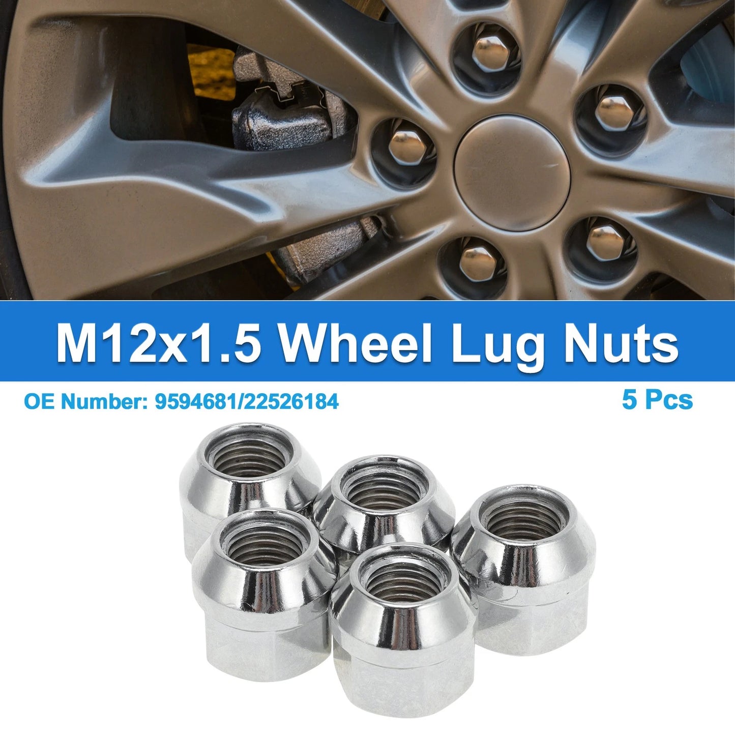 5 Pcs M12x1.5 Wheel Lug Nuts for Buick Allure (2005–2008)