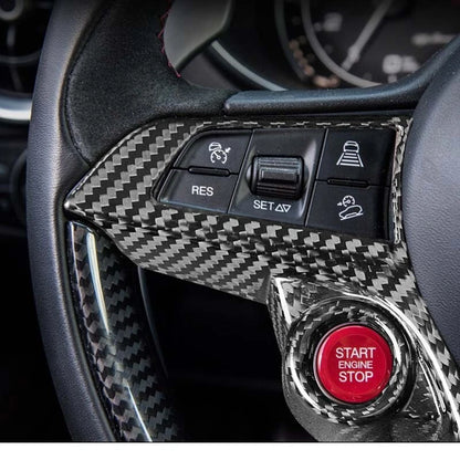 Carbon Fiber Steering Wheel Cover Trim for Alfa Romeo Giulia 2017-2019