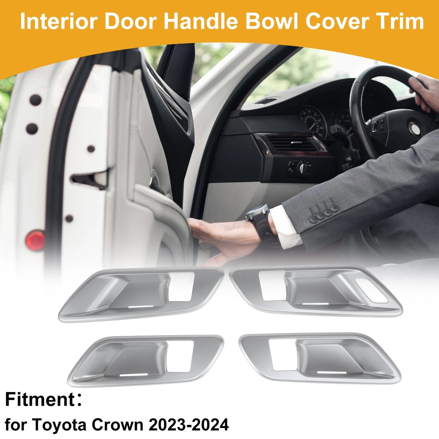 Interior Door Handle Bowl Cover Trim for Toyota Crown (2023-2024) Silver Tone