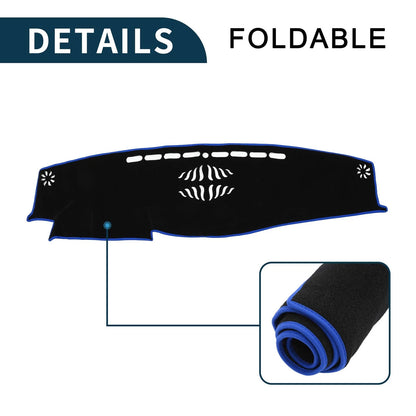 Dashboard Cover Mat for Toyota Crown (2012-2018) Black Blue 1 Set