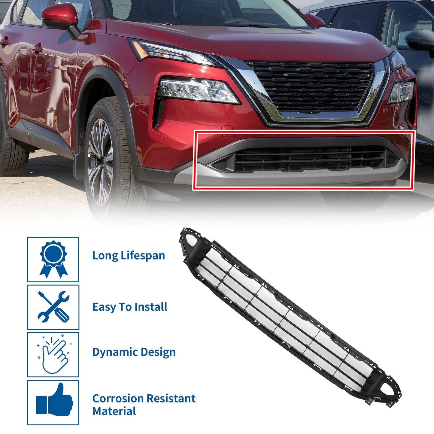 Front Lower Hood Bumper Grille for Nissan Rogue 2.5L (2021)