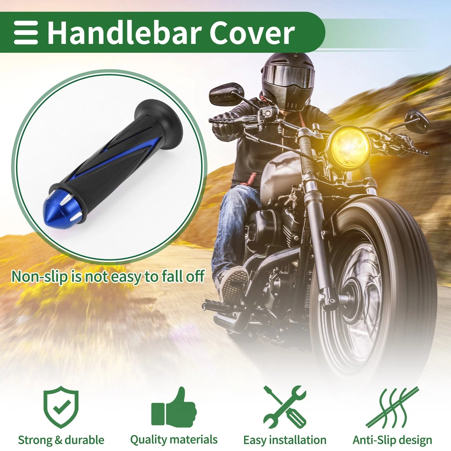 7/8 in 22mm Hand Grips Blue Arrow Pattern for Motorcycle