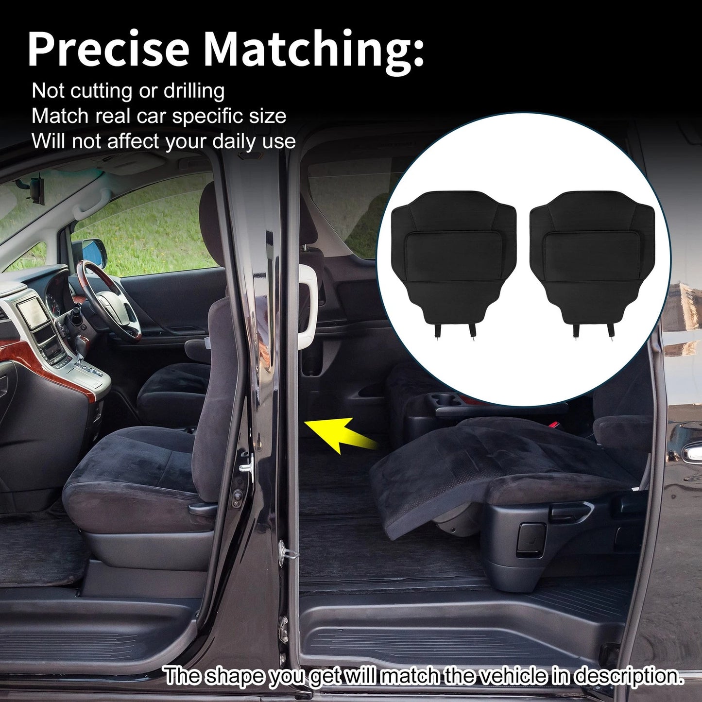 Leather Car Door Anti Kick Pad Sticker for Toyota Vellfire Alphard 40 Black
