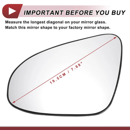 Left Driver Side Mirror Glass for Toyota Yaris (2012–2017)