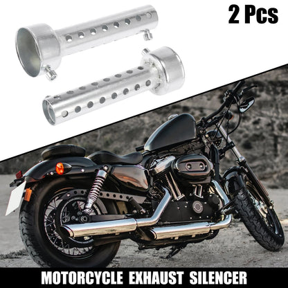2x 45mm Motorcycle Exhaust Silencer Muffler Pipe Silver Tone for All Models