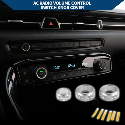 AC Radio Switch Knob Cover Ring for Toyota Supra (2018-2022) - 3 x Silver Tone