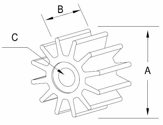Flexible Impeller for Jabsco Water Pump 12210/500113, 2000-2023