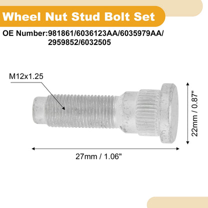 M12x1.25 Wheel Lug Studs for Jeep Liberty (2003-2007) - 5 Pieces
