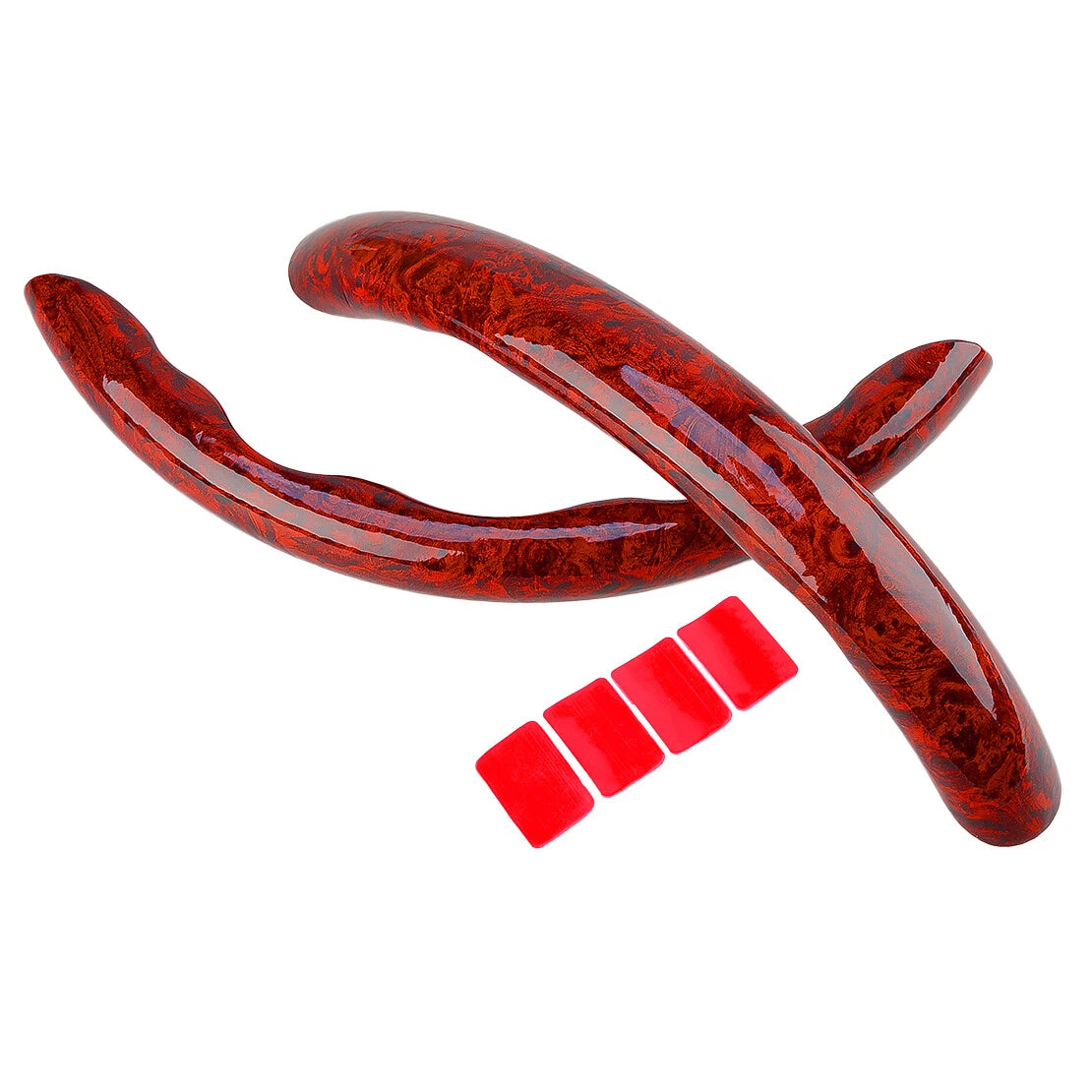 Red Wood Grain Texture Universal Steering Wheel Cover for Car