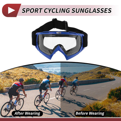Goggles / One Size / Motorcycle Riding Goggles Transparent Lens Blue Frame