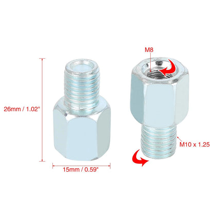 2 x 8mm RH to 10mm LH Rearview Mirrors Adapter for Motorcycle Bike