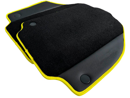 Black Floor Mats for Ferrari 488 Spider (2015-2023) - Carpets with Leather Trim