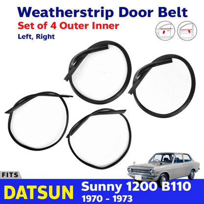 Weatherstrip Door Belt Outer Front Set 4 Fits Datsun 1200 Sunny B110 2D SED D05