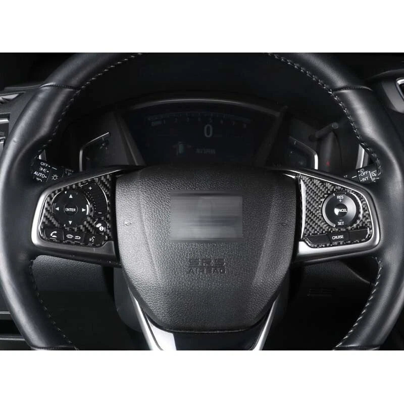 Carbon Fiber Steering Wheel Cover Panel Sticker Trim fit 2017-2018 Honda CRV