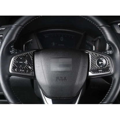 Carbon Fiber Steering Wheel Cover Panel Sticker Trim fit 2017-2018 Honda CRV