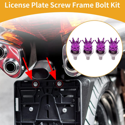 License Plate Screws Cover 35mm Purple 4Pcs for Universal Motorcycle M6