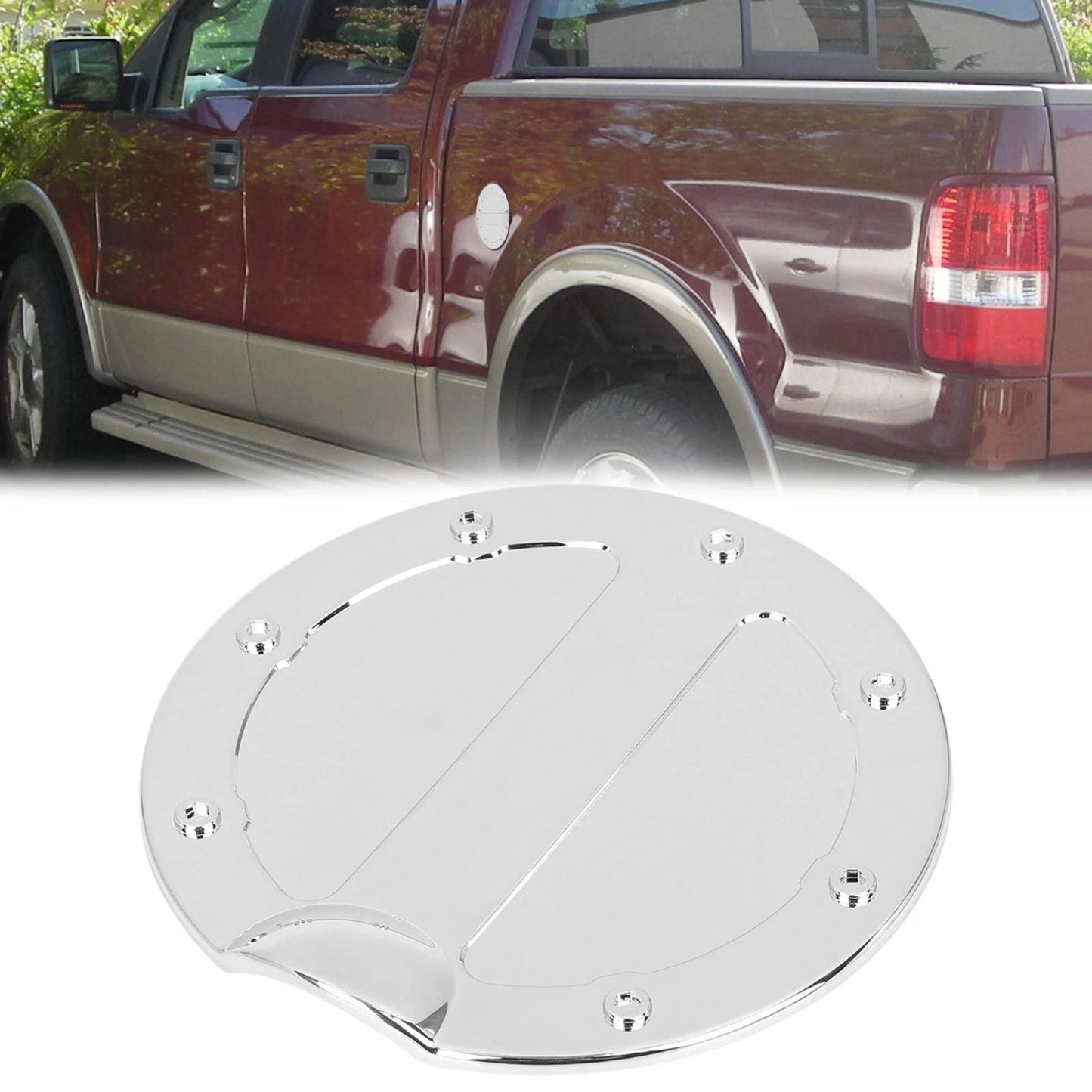 Silver Tone Gas Tank Cap Fuel Filler Door Cover for Ford F150 (2009-2014)