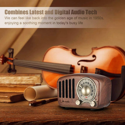 Vintage Bluetooth Speaker Radio for Retro Style Walnut Wooden FM Radio