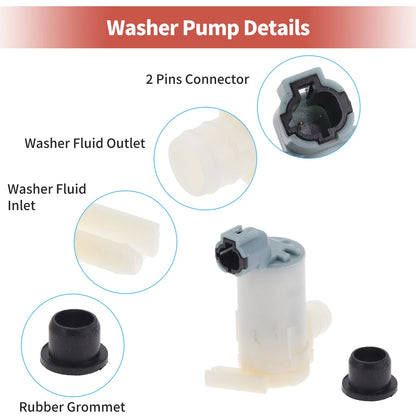 Windshield Washer Pump w/Grommet for Nissan (2000-2006)